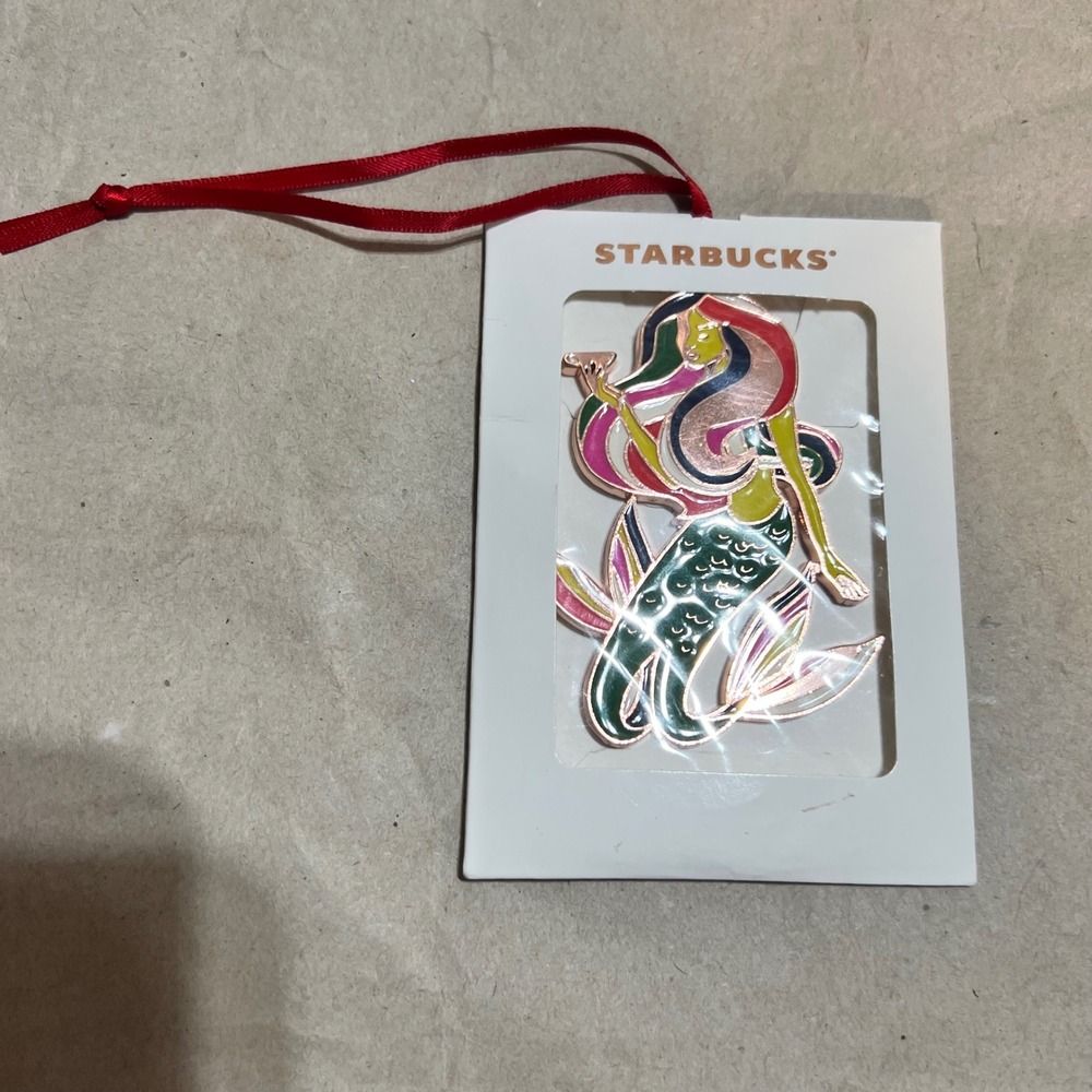 Starbucks Enamel Ornament New  2017 Siren‎ Mermaid Rose Gold Trim Coffee